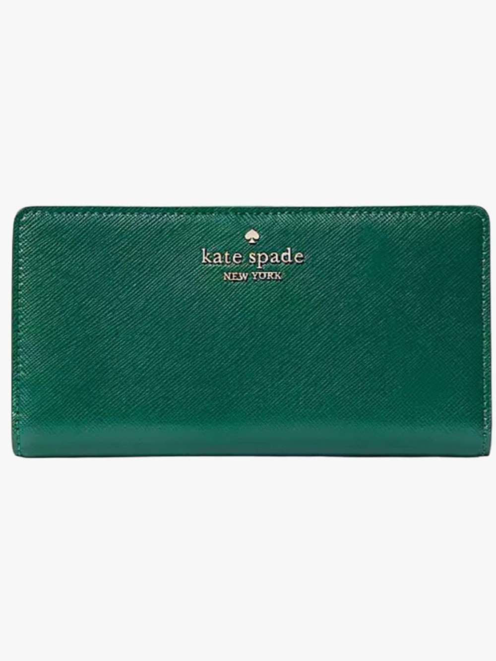 kate spade Leather Slim bifold  wallet with gold logo NWT-Deep Jade